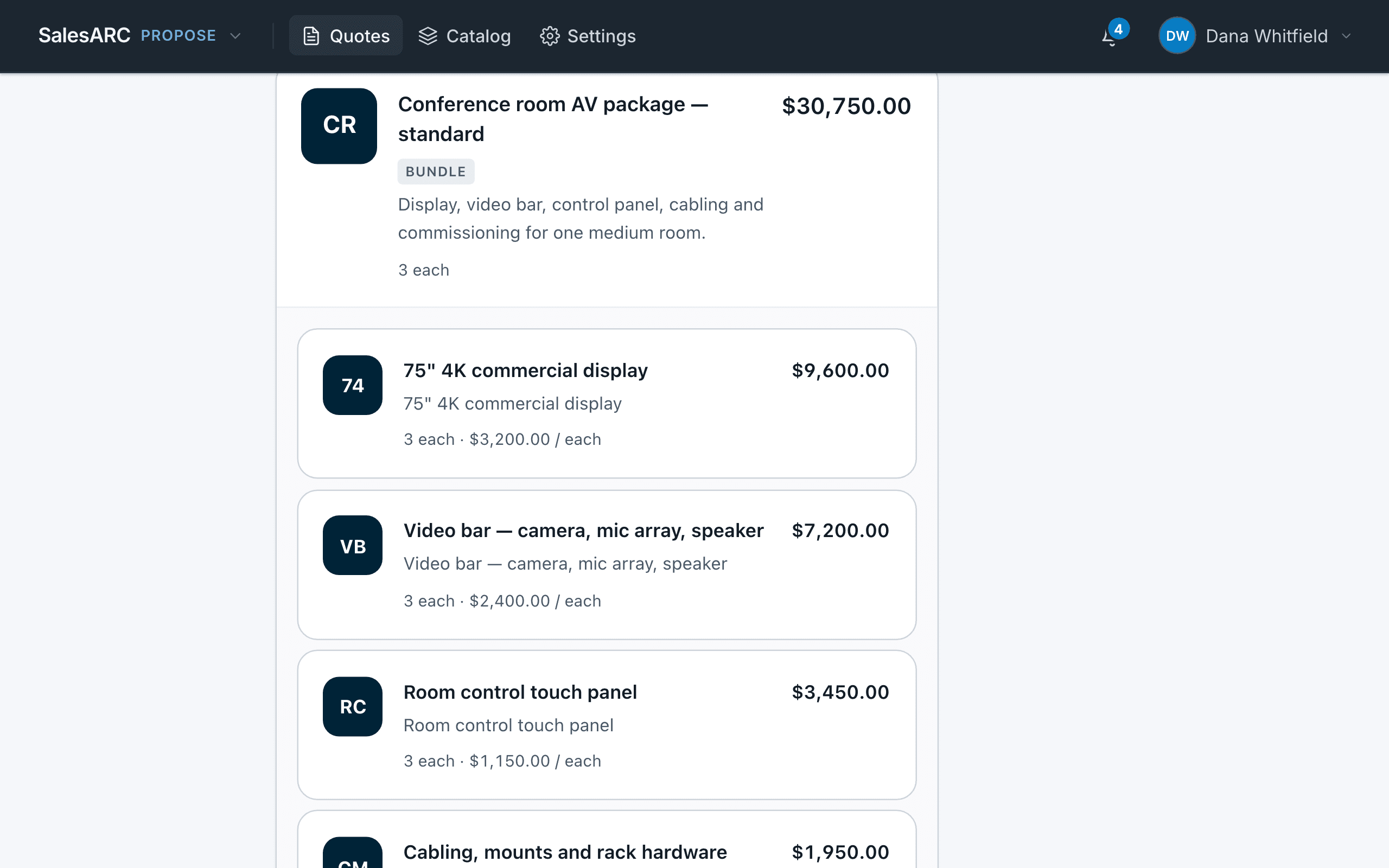 The deal room in SalesARC Propose with buyer comments and the e-signature step